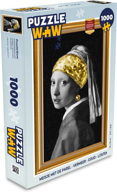 Puzzel Meisje met de parel - Vermeer - Goud - Lijsten - Legpuzzel - Puzzel 1000 stukjes volwassenen