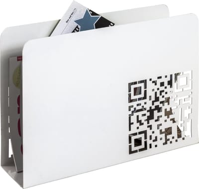 Lectuurbak – Wit metaal – Met QR-code display – 35 cm breed, 10 cm diep, 26 cm hoog