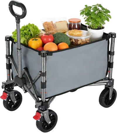 Opvouwbare Wagen - Strandkar Tuinkar - Buitengebruik Kamperen - Grote All-terrain Wielen - 120-160L Capaciteit