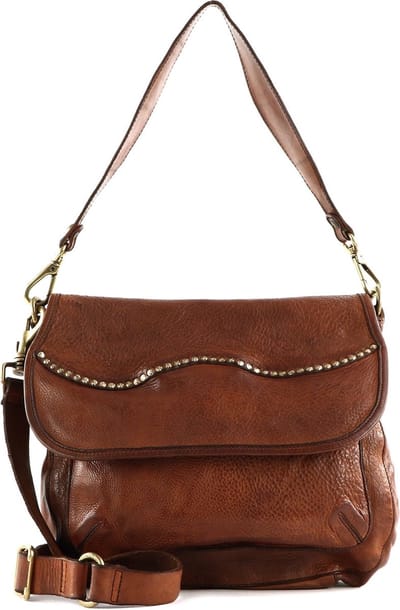 CAMPOMAGGI Leren Schoudertas Diana Shoulder Bag Cognac Bruine