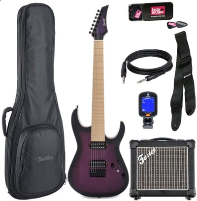 Elektrische gitaar - incl. versterker, tas, tuner - Fazley F7S - Paars