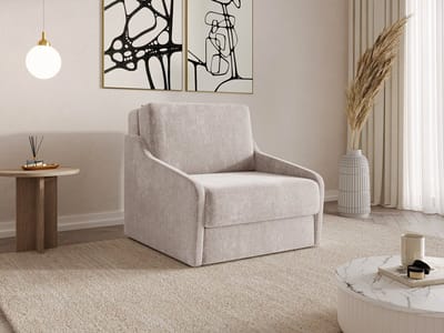 Fauteuil Met Slaapfunctie Slaapbank Ban Fly 80 Fauteuil Slaapbank - Armstoel - Kinderbed - Compact en Comfortabel - 1-zits - Vibe 08 (Beige)