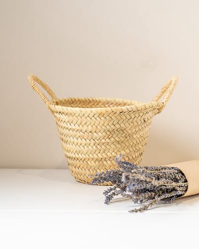 Boodschappen tas - Riet - mini - Kindertasje - strandtas - opberger - palmbladeren - kort handvat - decoratie - Franse tas - mand - mand woonkamer - marrokaanse mand - Vakantietas