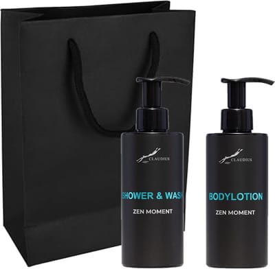 Douchepakket Zen Moment - Shower & wash + Bodylotion - 300 ml per fles - set van 2 stuks - met luxe gift tas - cadeau - giftset voor hem en haar