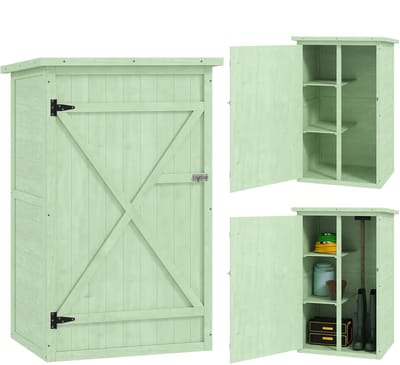 Outsunny Tuinhuis Opslagkast-Dennenhout-75L x 56B x 115H cm-Groen