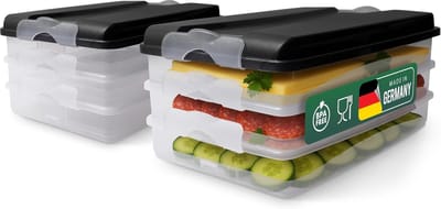 Novaliv 6x kleine voedselcontainers met 2x deksels, stapelbaar voor koelkast en vriezer, set opslagcontainers, opbergdoos organizer, voor vleeswaren, worst, kaas, fruit, groenten, maaltijdvoorbereidingscontainer