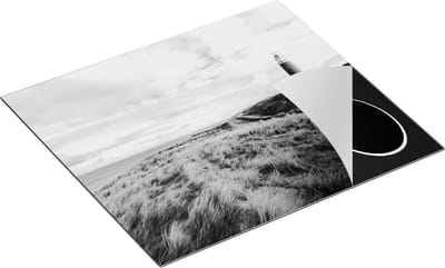 Chefcare Inductie Beschermer Vuurtoren met Duinen in Texel - Zwart Wit - 60x50 cm - Afdekplaat Inductie - Kookplaat Beschermer - Inductie Mat