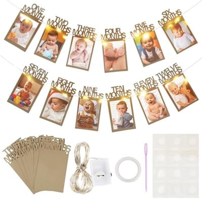 Eerste Verjaardags Fotoslinger - Fotobanner voor Kinderen, Hangende Wanddecoratie Voor Feestjes