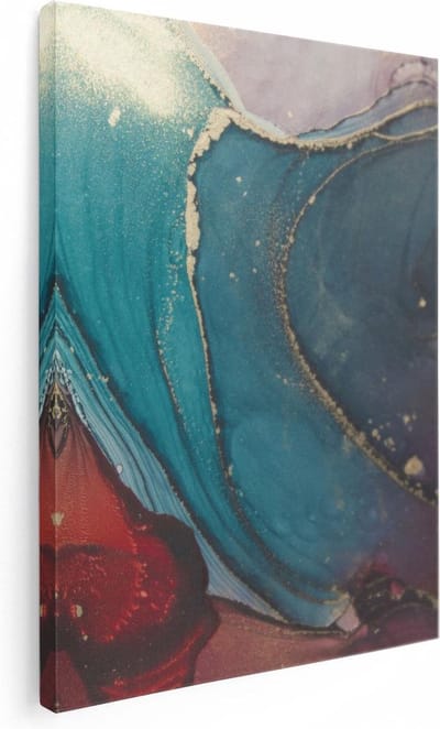 Artaza Canvas Schilderij Abstracte Kunst - 30x40 cm - Klein - Muurdecoratie Woonkamer - Wanddecoratie Marmer Look - Kamer Accessoires Goud