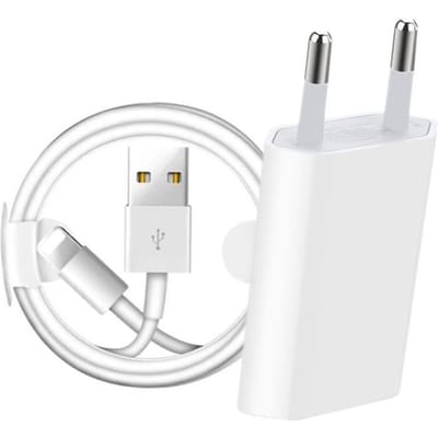 Câble téléphone,Kit câble de chargement USB prise EU pour iPhone 6 6S 7 8 Plus X XR XS 11 12 13 Pro Max,câble - Charger and 1m Cable
