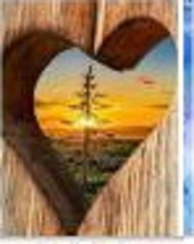 Diamond Painting Pakket - Schijf Hout met Hart - 40x30 cm - Complete Set - Volledige Bedekking - Ronde Steentjes