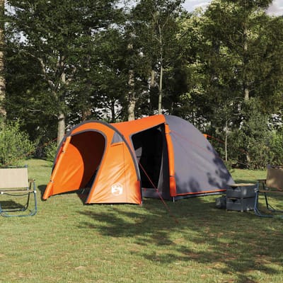 vidaXL - Koepeltent - Koepel - met - dak - Grijs - en - Oranje - 384 - x - 254 - x - 170 - cm