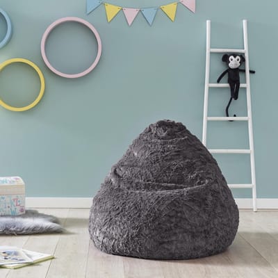 Lumaland - Luxe Fluffy zitzak - Stijlvol pluche zitkussen - Volume 120L - diverse kleuren - Grijs