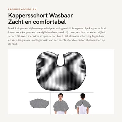 Dailygoods- Kappersschort - Wasbaar - Zacht - Duurzaam - Volledige grootte - Afmetingen 66 x 82 cm - Haarschort