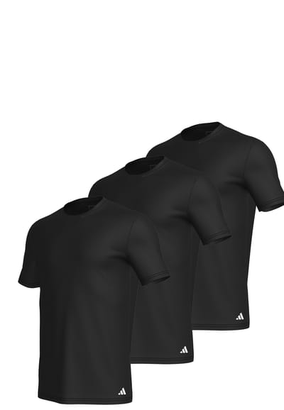 adidas Sportswear 3PK Crew Neck Shirt - Active Core Cotton - Onderbroek Mannen - 3x zwart