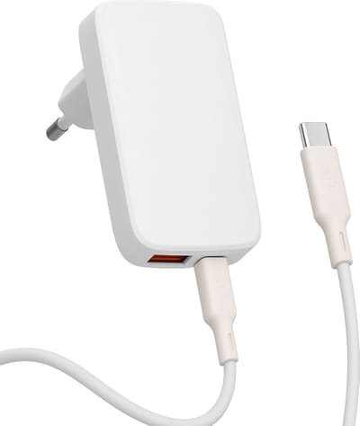 YSONIC Platte 65W Snellader met 1 Meter USB-C Kabel – Type-C Adapter & Oplader Charge Geschikt voor Smartphones, Tablets & Laptop – Wit