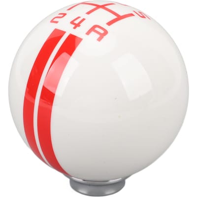 5 Versnellingen Pookknop Ronde Bal Handgeschakelde Pookknop met 3 Adapters voor Mustang 1967?2018 Wit Rood wit/rood