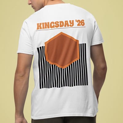 Wit T-shirt Koningsdag '26 Oranje XS