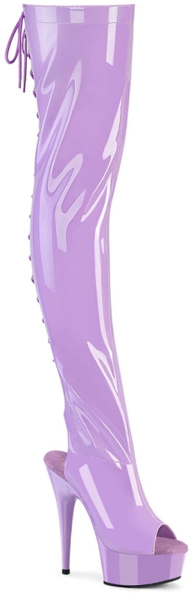 Pleaser - DELIGHT-3017 Plateau overknee Laarzen - US 5 - 35 Shoes - Paars
