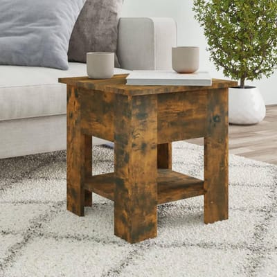 Salontafel Vierkant - Bijzettafel Modern - Opbergen Woonkamer - Met Legplanken - 40x40x42 cm - Zwart
