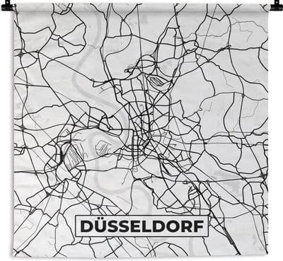Wandkleed - Wanddoek - Kaart - Düsseldorf - Plattegrond - Stadskaart - 180x180 cm - Wandtapijt