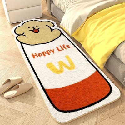 Lijnen Puppy Slaapkamer Imitatie Kasjmier Tapijt Cartoon Woonkamer Badkamer Absorberende Badkamer Bedzijde Antislip Schattige Voetmat 40 * 120cm
