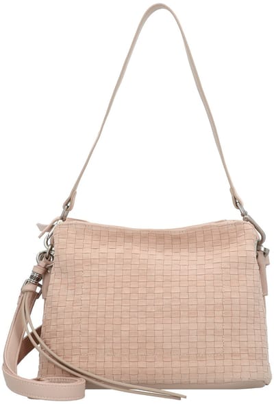 FREDsBRUDER Leren Schoudertas Weave Harmony Midi Hobo Bag Stone Oud roze