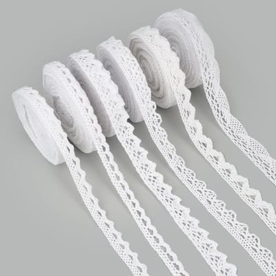 6 Rollen Vintage Kantlint in Wit voor DIY, Bruiloft Decoratie, Handgemaakte Creaties en Naaiwerk