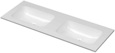 INK Aspekt Wastafel Porselein Dubbel Zonder Kraangaten - 1200x450x15 mm - Glans Wit