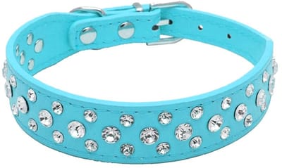Dailygoods- Halsband Verstelbaar PU Leer - Hondenhalsband met Strass - Zwart - Maat S/M/L/XL - 2,5 cm Breed - Geschikt voor Hondennek - Hondenkraag