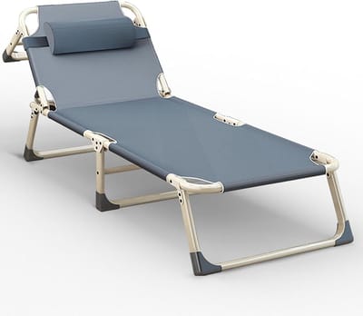 Draagbaar Opvouwbaar Bed - Kampeerbed Ligbed - Ontspannen Buiten - 4-voudig Verstelbaar - 190x68x30cm - Grijs