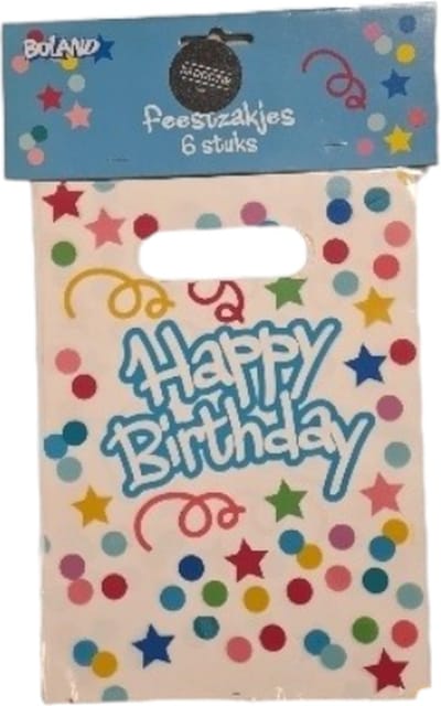 Uitdeelzakjes - feestzakjes - 6 stuks - happy birthday