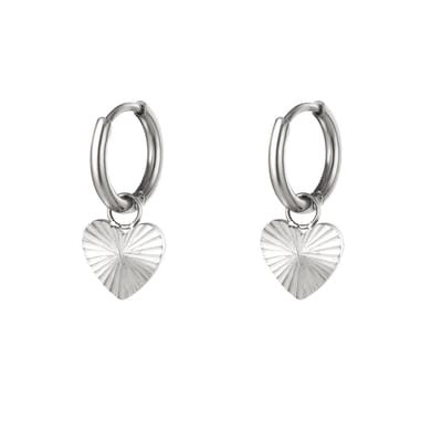 RVS oorbellen hart - Yehwang - Oorbellen - One size - Zilver