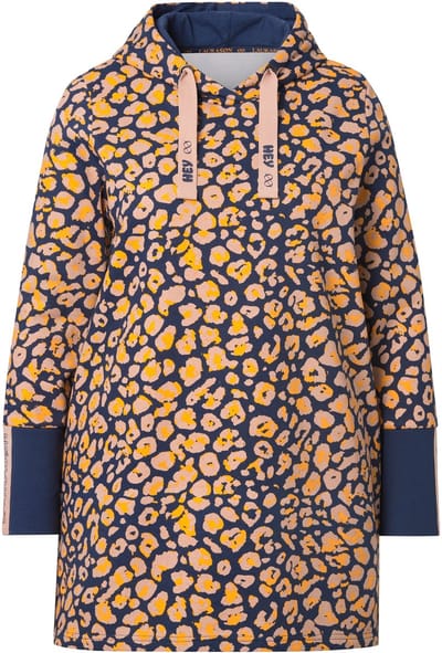 Laurasøn - Dames - Lang sweatshirt capuchon lange mouw - Navyblauw - Maat 44+