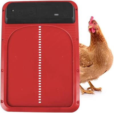 Automatische Kippenhokdeur - Kippendeur met Sensor - Bescherming Gevogelte - Lichtsensor Gestuurd - 35 x 24 cm - Rood