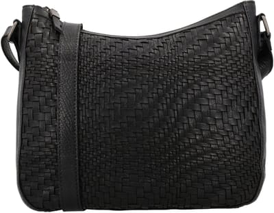 Hide & Stitches Inspired by Illusion Schoudertas Unisex - Crossbodytas met telefoonvak - Tas van 100% Leder met ritssluiting - Zwart