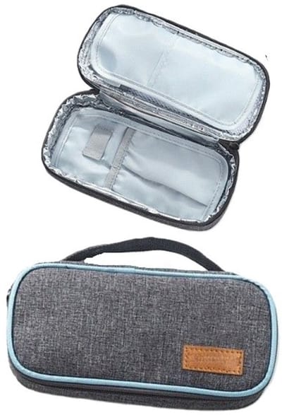 Insuline koeltas - Diabetes tas medische etui - 21x10x4.5cm - Koeltasje voor op reis - Insulinepennen koeltas - insulinepennen - insuline koeltas - Grijs - LOUZIR