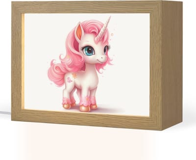 Nachtlampje 20x15 cm - Kinder lampje - Unicorn - Meisjes - Kinderen - Eenhoorn - Roze - Tafellamp kinderkamer - Slaapkamer lamp - Bedlamp kinderen - Kinderlampje stopcontact - Wandlamp babykamer - Nachtlampjes