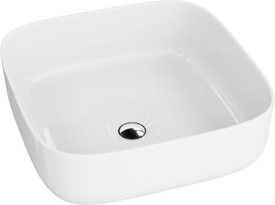 LAVITA® Opzetwastafel GALERA MINI Rechthoekig Keramische Wastafel voor Badkamer en Gastentoilet - 390x390x140 mm - Wit Hoogglans - Wasbak met dunne rand - Keramik Waskom opbouw zonder kraangat en zonder overloop