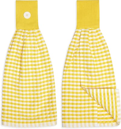 Set van 2 Gingham Geruite Keukenhanddoeken Katoen met Ophanglus - Absorberend en Sneldrogend