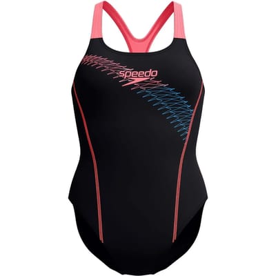 Speedo Medley Logo 1 Piece Dames Sportbadpak - Zwart/Oranje