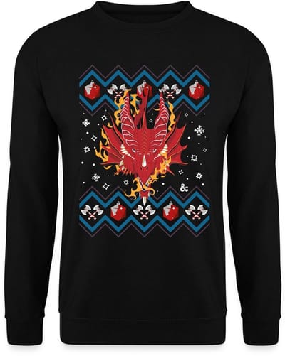 Dungeon & Dragons DND Drakenkop Ugly Christmas Sweater Heren
