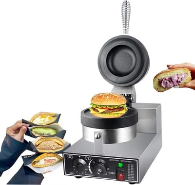 Elektrische Burger Maker - Hamburger Pers - Snacks Maken - Dubbelzijdig Verwarmen - 11.5 cm Diameter - Zilver