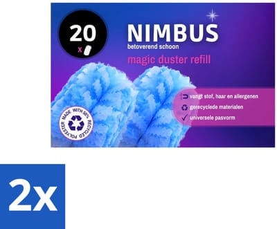 2 x NIMBUS Magic Duster Navulling 20 stuks per verpakking - Stofdoekje - Stofverwijderen - Stofallergie - Haren Verwijderen - Duster