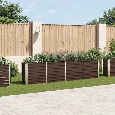vidaXL - Plantenbak - verhoogd - 320x40x77 - cm - gegalvaniseerd - staal - bruin