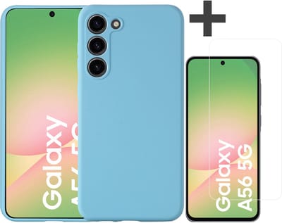 Hoesje geschikt voor Samsung Galaxy A56 hoesje zacht siliconen met gehard glas Screenprotector- Arara backcover - Blauw