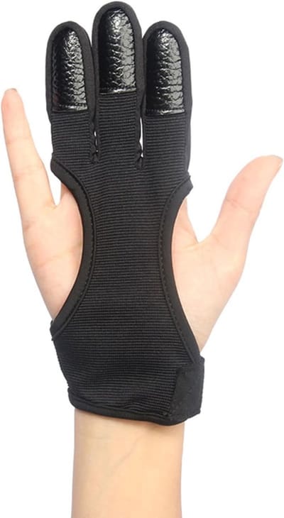 Beschermende Boogschiet Handschoenen, Verstelbare 3-Vinger Handschoenen, Antislip Bescherming voor Boogschutters, Ideaal voor Links en Rechts, Verpakking van 1