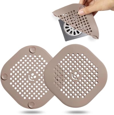 Douchegoot Haar Vanger - Afvoer Haar Stopper - Verstopping Voorkomen - Flexibel Siliconen Materiaal - 14 x 0.1 cm - Beige