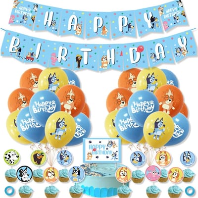 40 PIÈCES Fournitures de Fête d'Anniversaire Bingo Bluey incluent Bannière Décoration de Gâteau Ballons