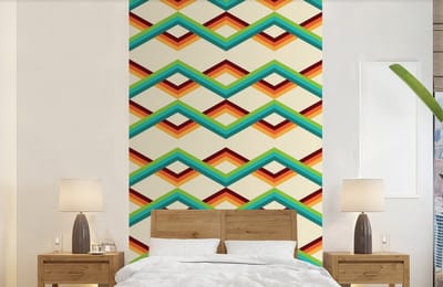 Behang - Fotobehang Retro - Strepen - Design - Seventies - Breedte 150 cm x hoogte 240 cm